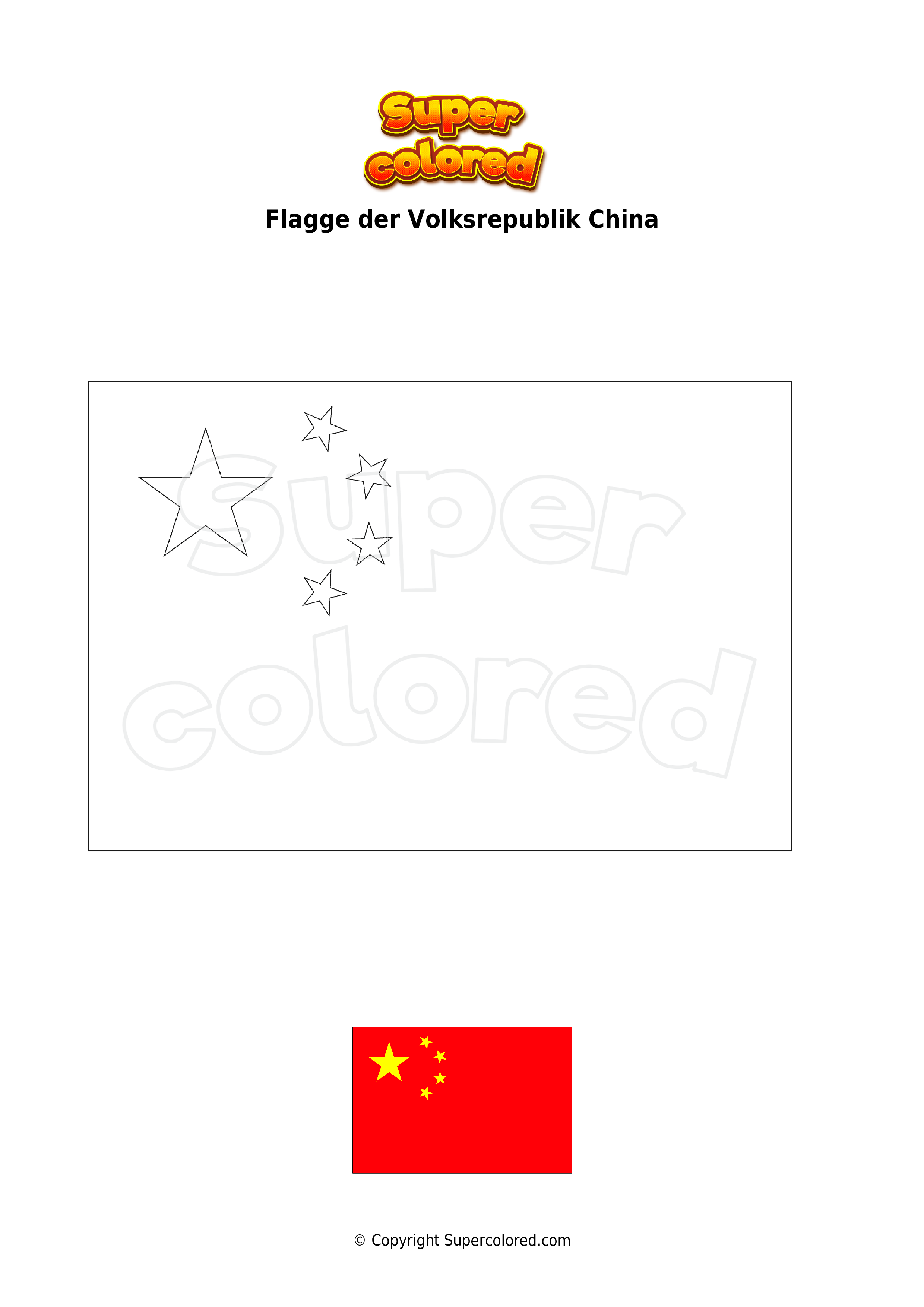 Ausmalbild Flagge Der Volksrepublik China Supercolored