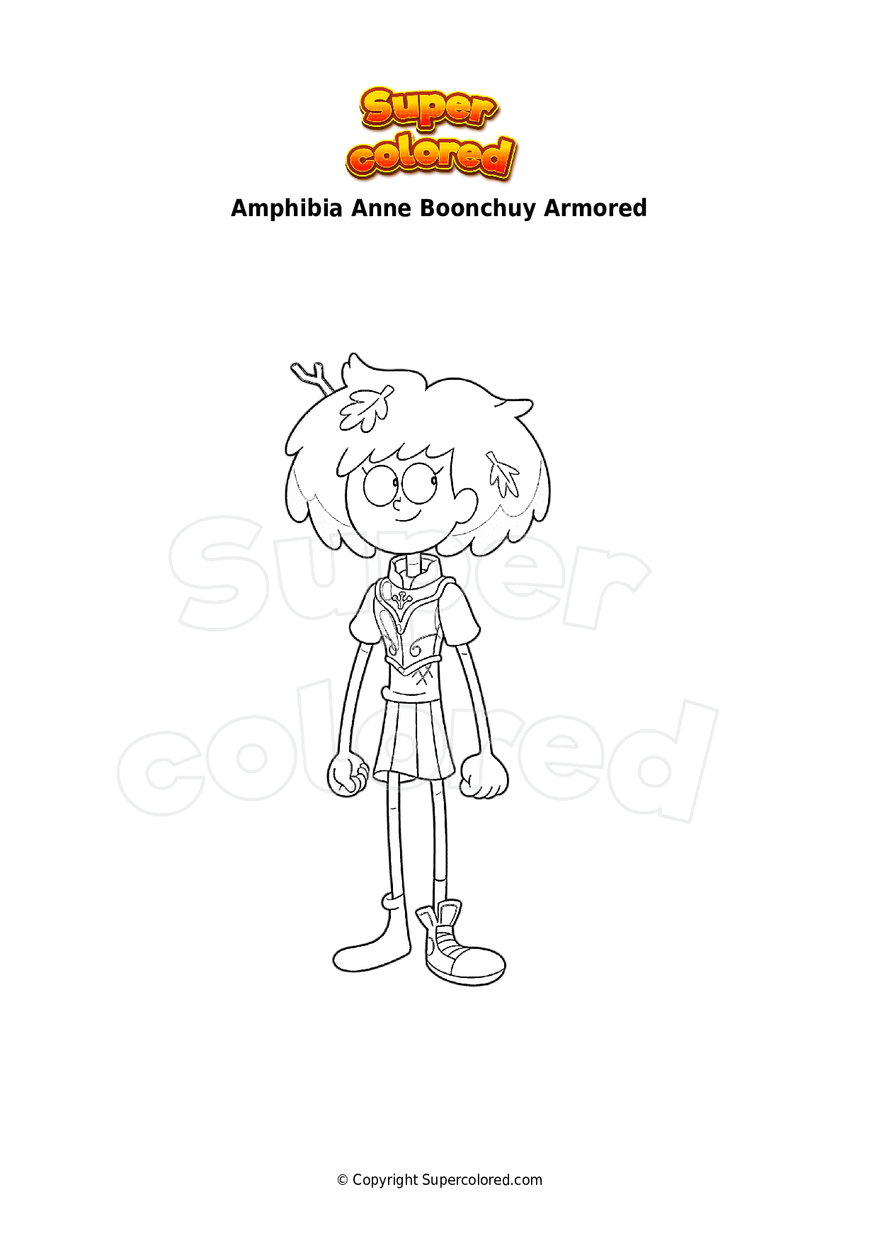 Coloring Page Amphibia Anne Boonchuy Armored Supercolored