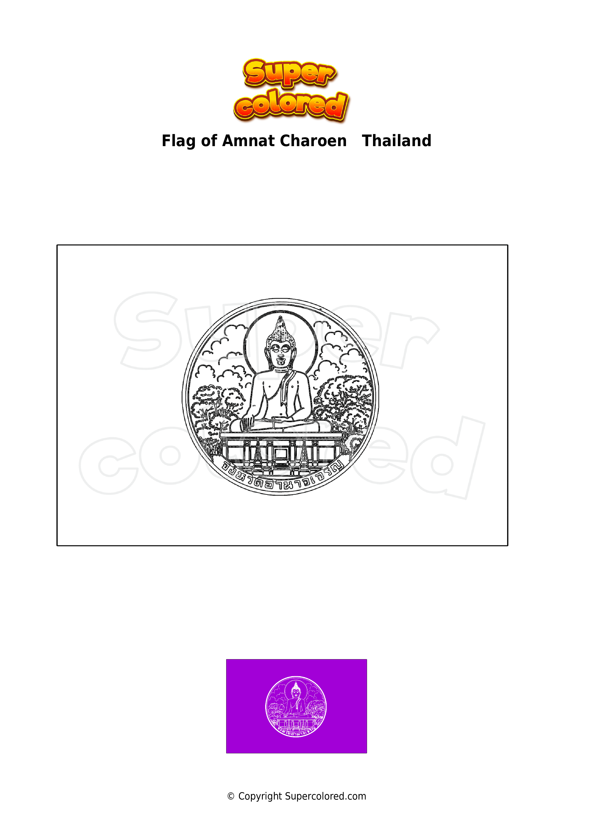Coloring Page Flag Of Amnat Charoen Thailand Supercolored