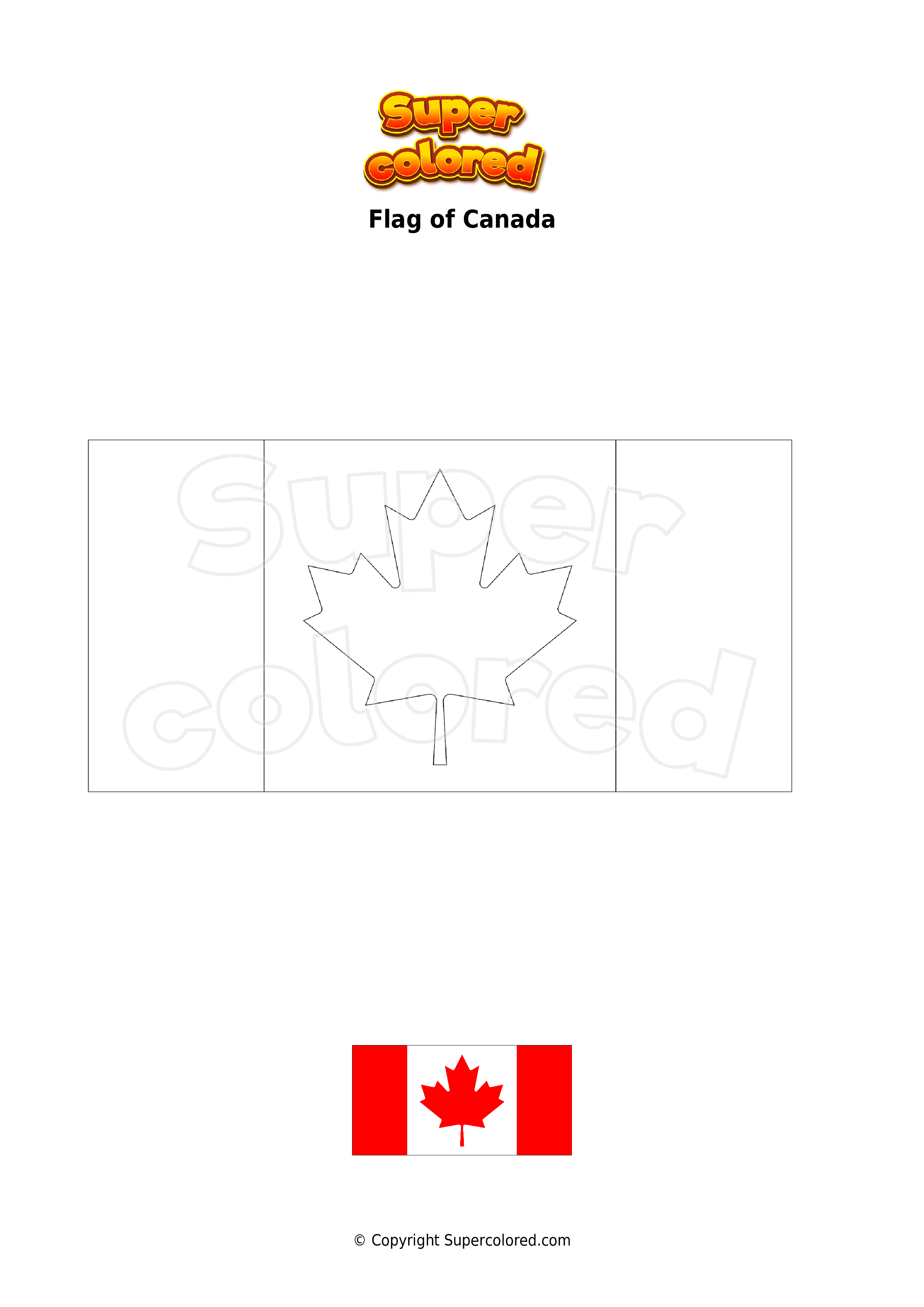 Coloring Page Flag Of Canada Supercolored