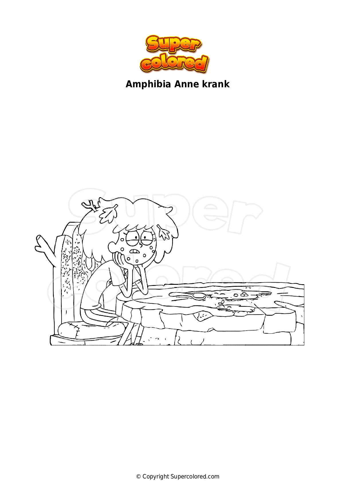 Ausmalbild Amphibia Anne krank - Supercolored.com
