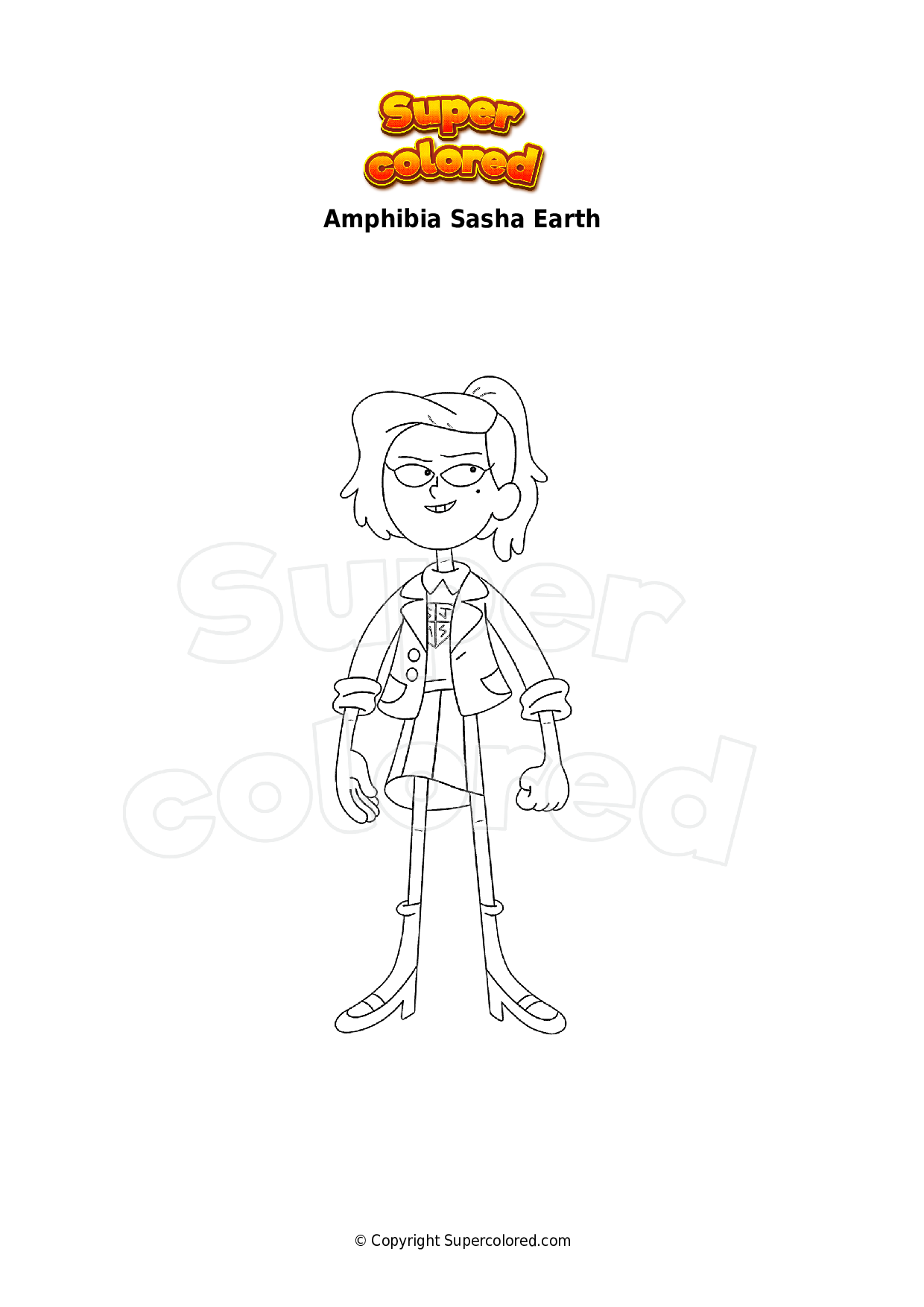 Ausmalbild Amphibia Sasha Earth