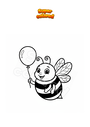 Ausmalbild Biene mit Ballon