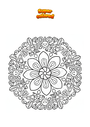 Ausmalbild Blumen-Mandala-Zentangle-Muster
