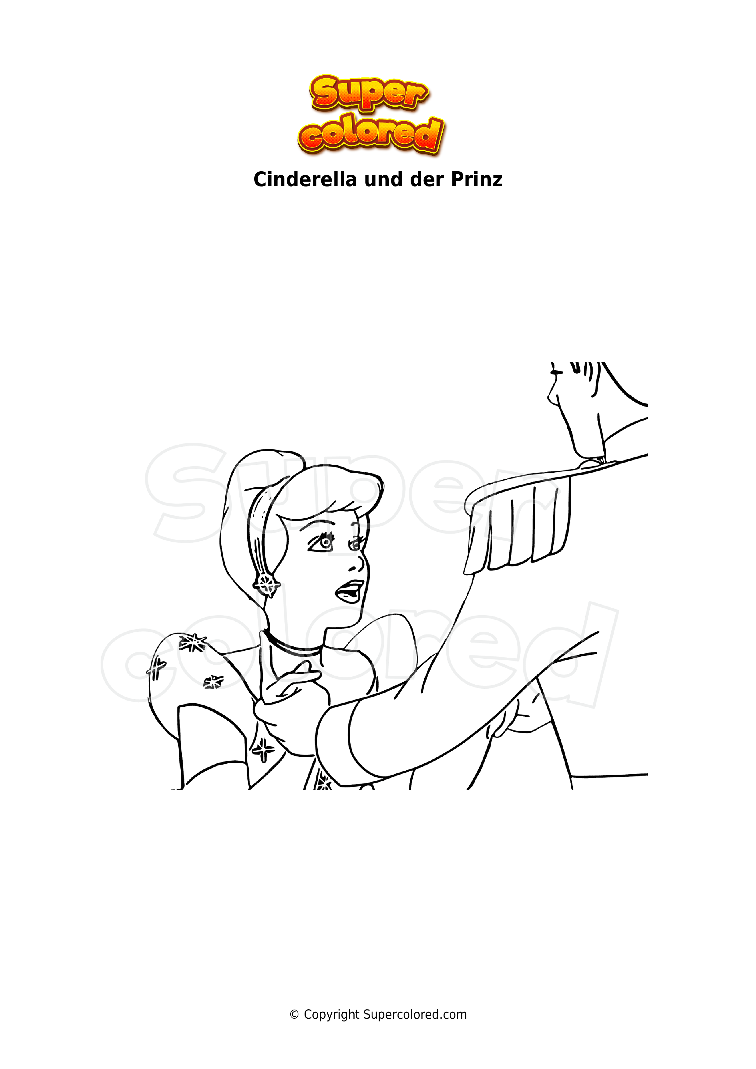 Ausmalbild Cinderella Und Der Prinz Supercolored