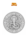 Ausmalbild Cobra Snake Mandala Zentangle