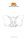 Ausmalbild Dumbo mit offenen Ohren
