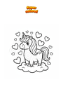 Ausmalbild Einhorn mit Herzen