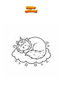 Ausmalbild Einhornkatze schläft