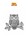 Ausmalbild Kleine Eule auf Zweig Mandala Zentangle