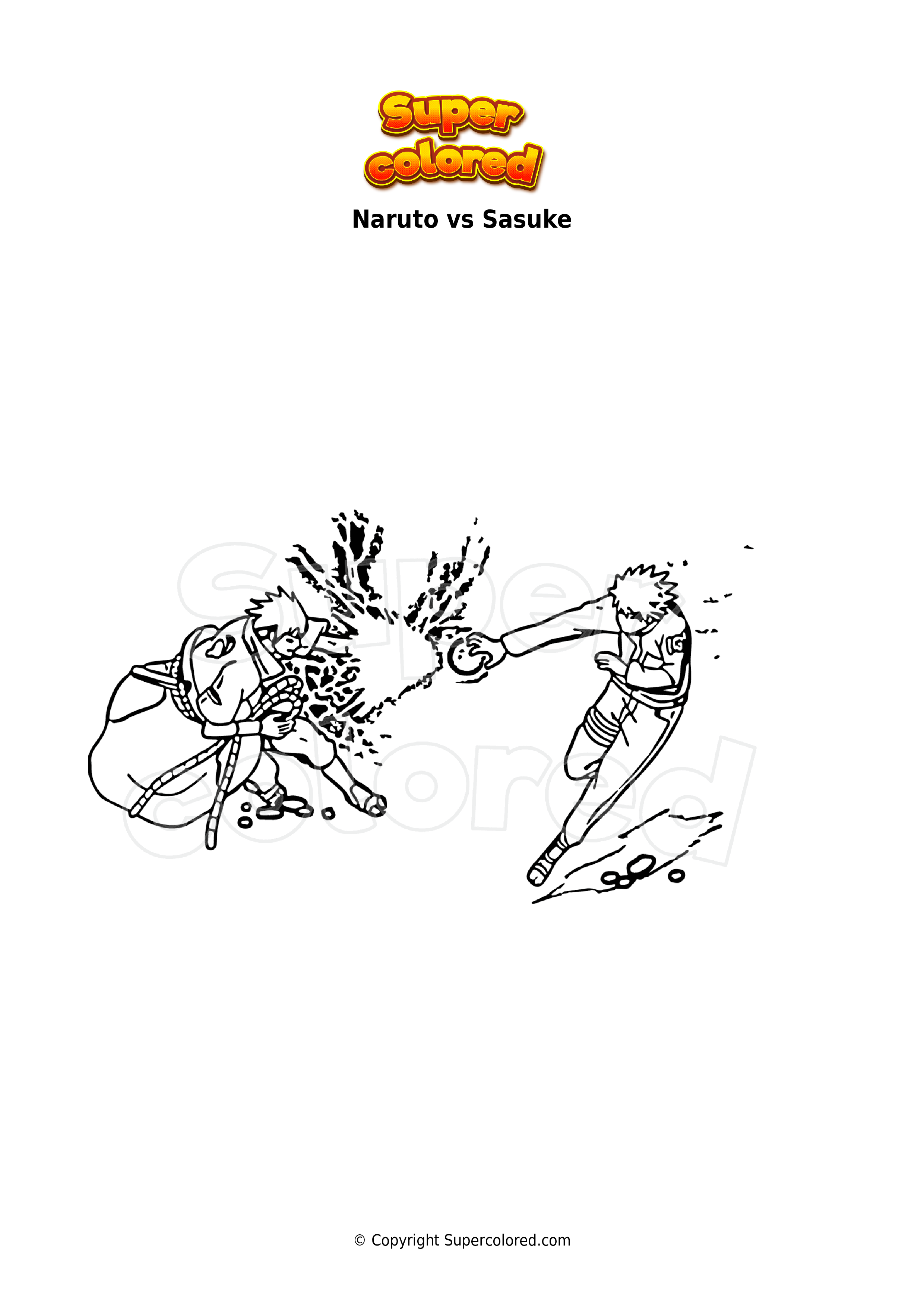 Naruto Vs Sasuke Final Battle Coloring Pages