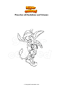 Ausmalbild Pinocchio mit Eselsohren und Schwanz