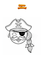 Ausmalbild Piratenmaske mit Zopf