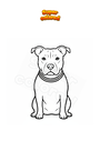 Ausmalbild Pitbull Hund sitzen