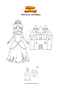 Ausmalbild Prinzessin mit Schloss