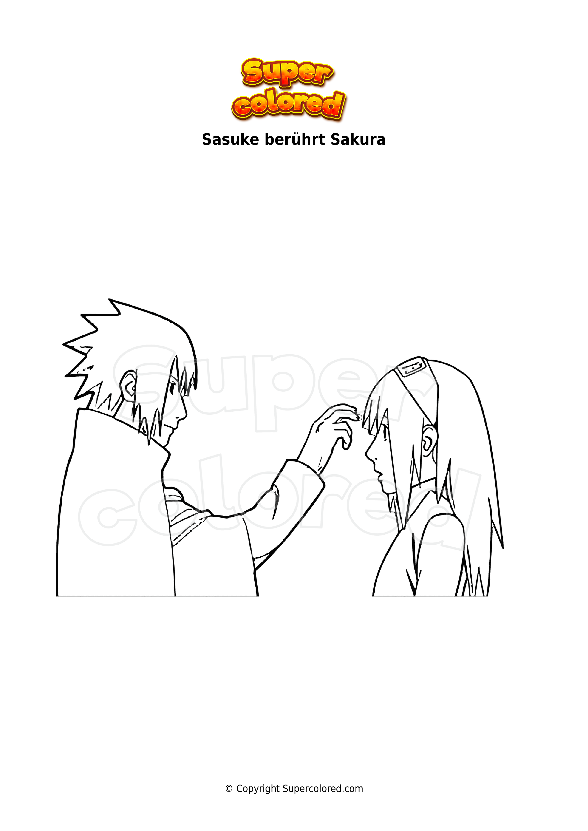 Ausmalbild Sasuke berührt Sakura - Supercolored.com