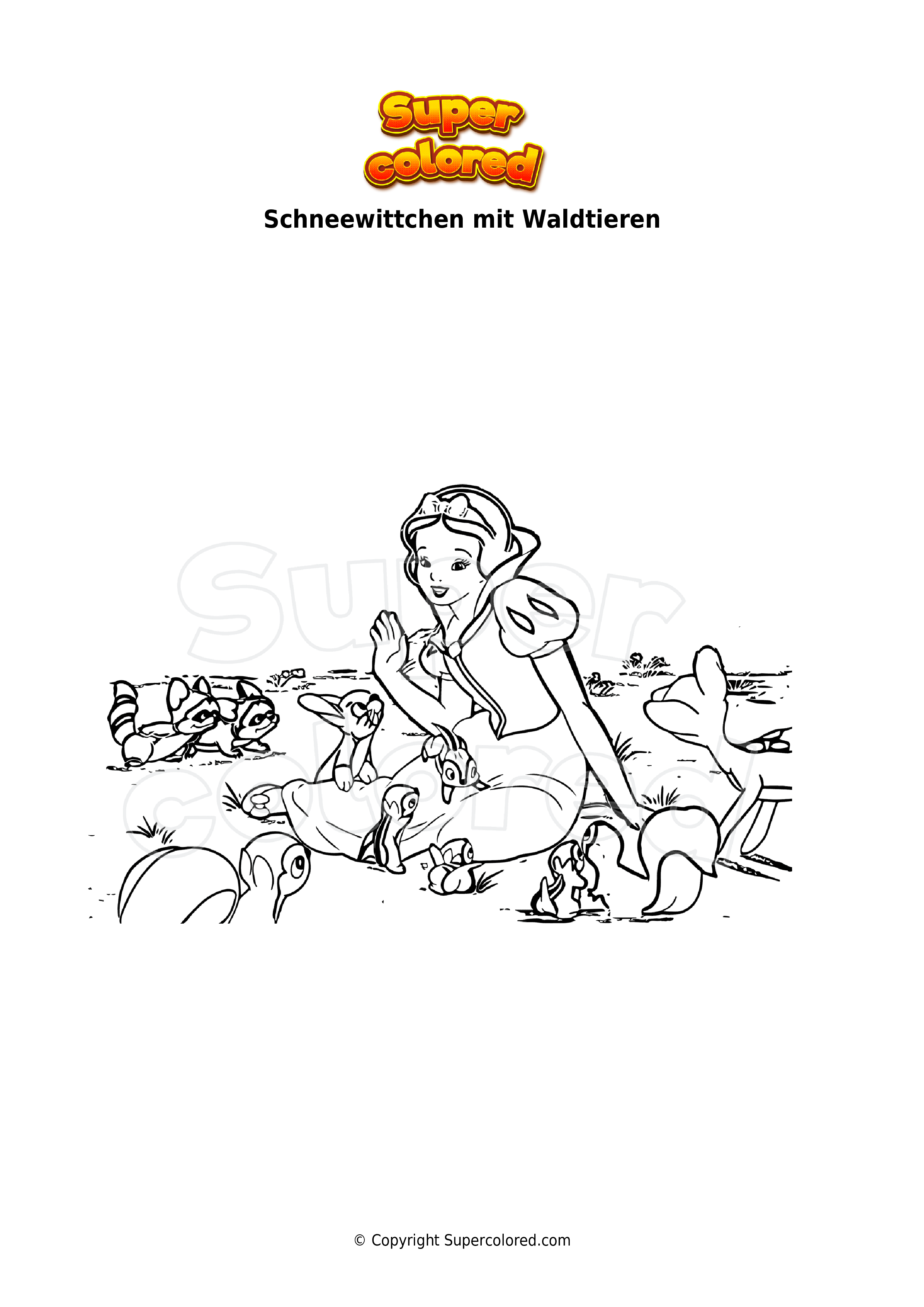 Ausmalbild Schneewittchen Mit Waldtieren Supercolored