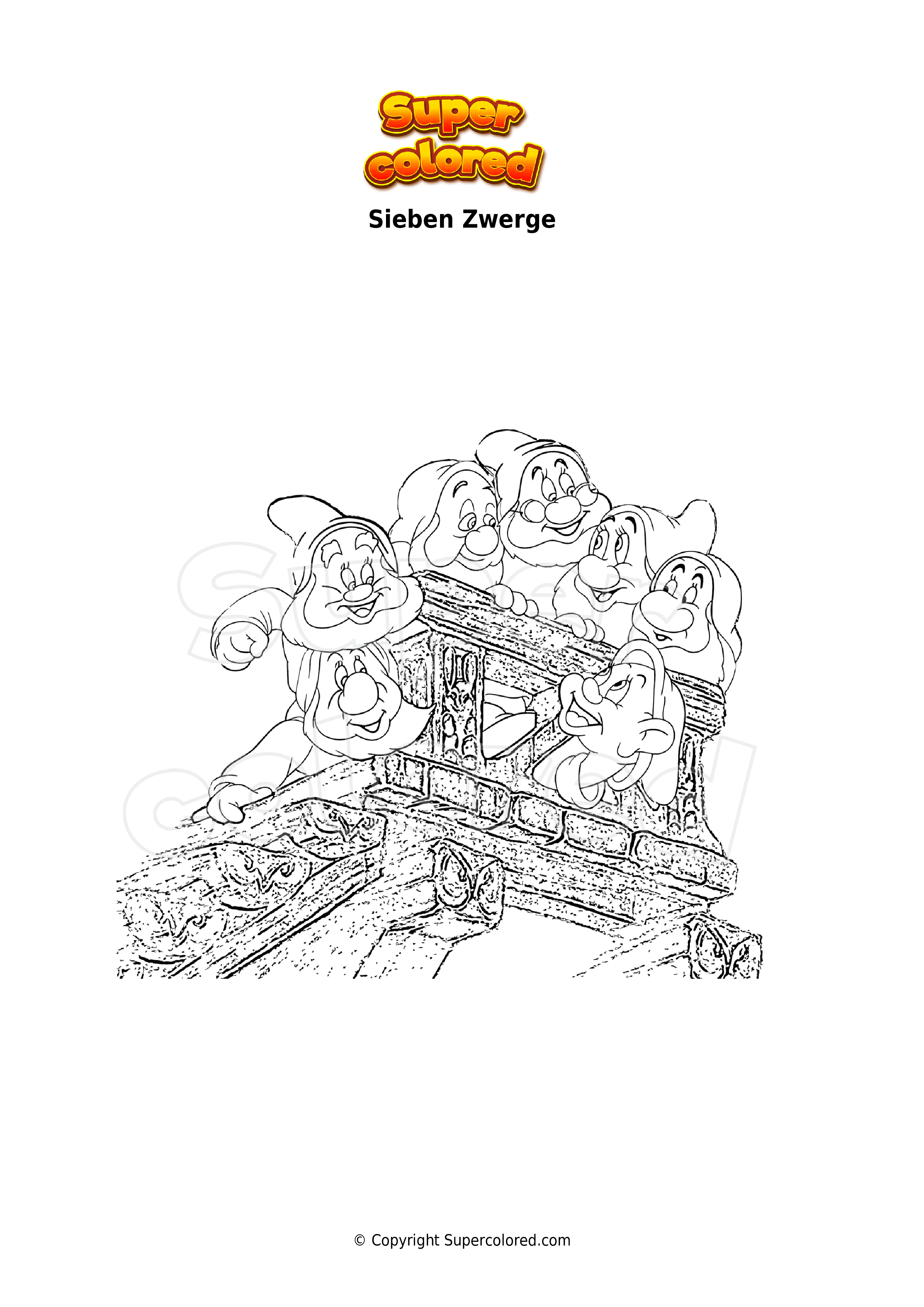 Ausmalbild Sieben Zwerge Supercolored