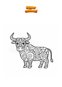 Ausmalbild Stier Mandala Zentangle