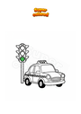 Ausmalbild Taxi an der Ampel