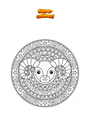 Ausmalbild Tierkreis Widder Mandala Zentangle