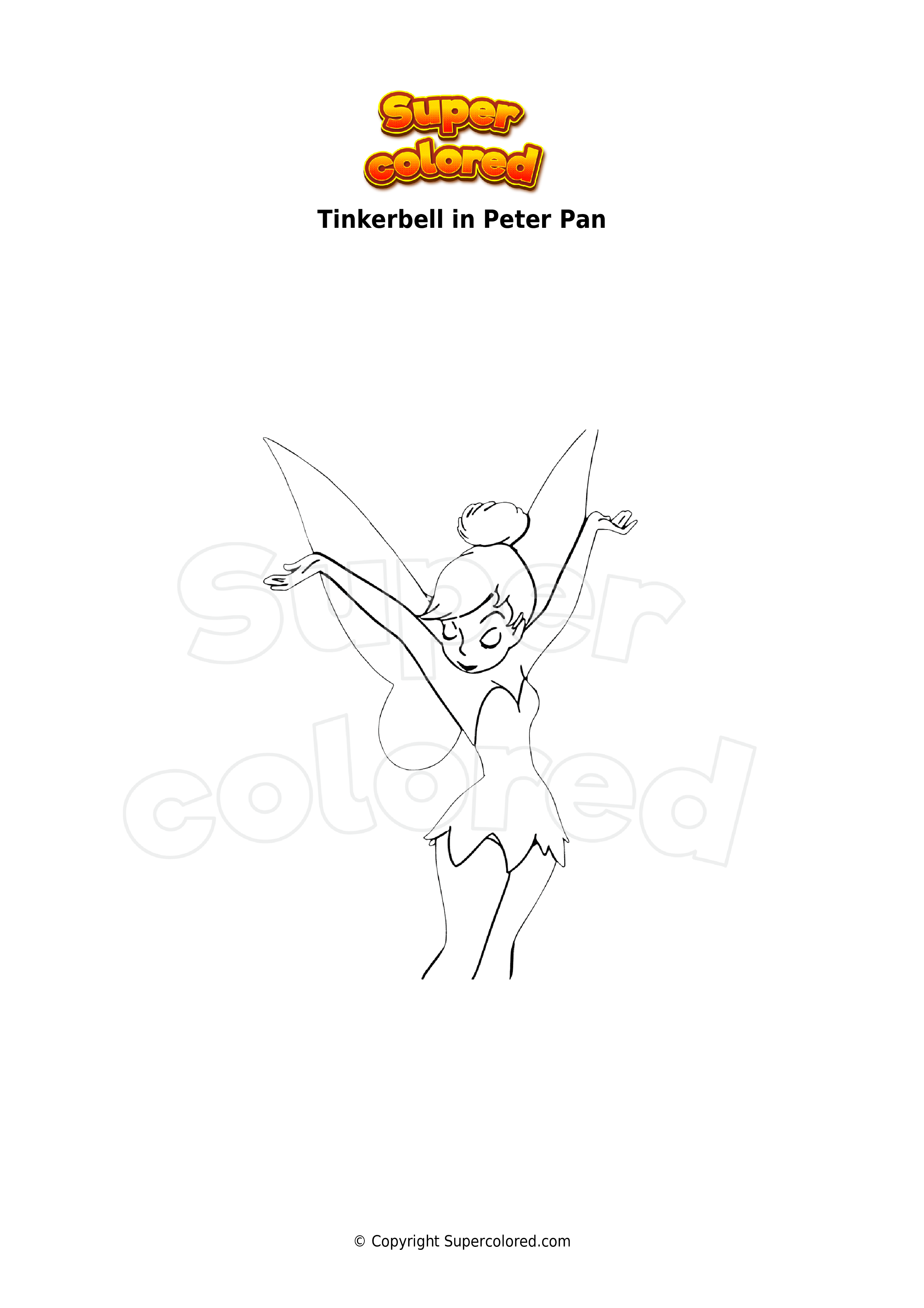 Ausmalbild Tinkerbell in Peter Pan - Supercolored.com