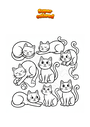 Ausmalbild Viele Katzen