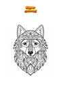 Ausmalbild Wolf Mandala Zentangle