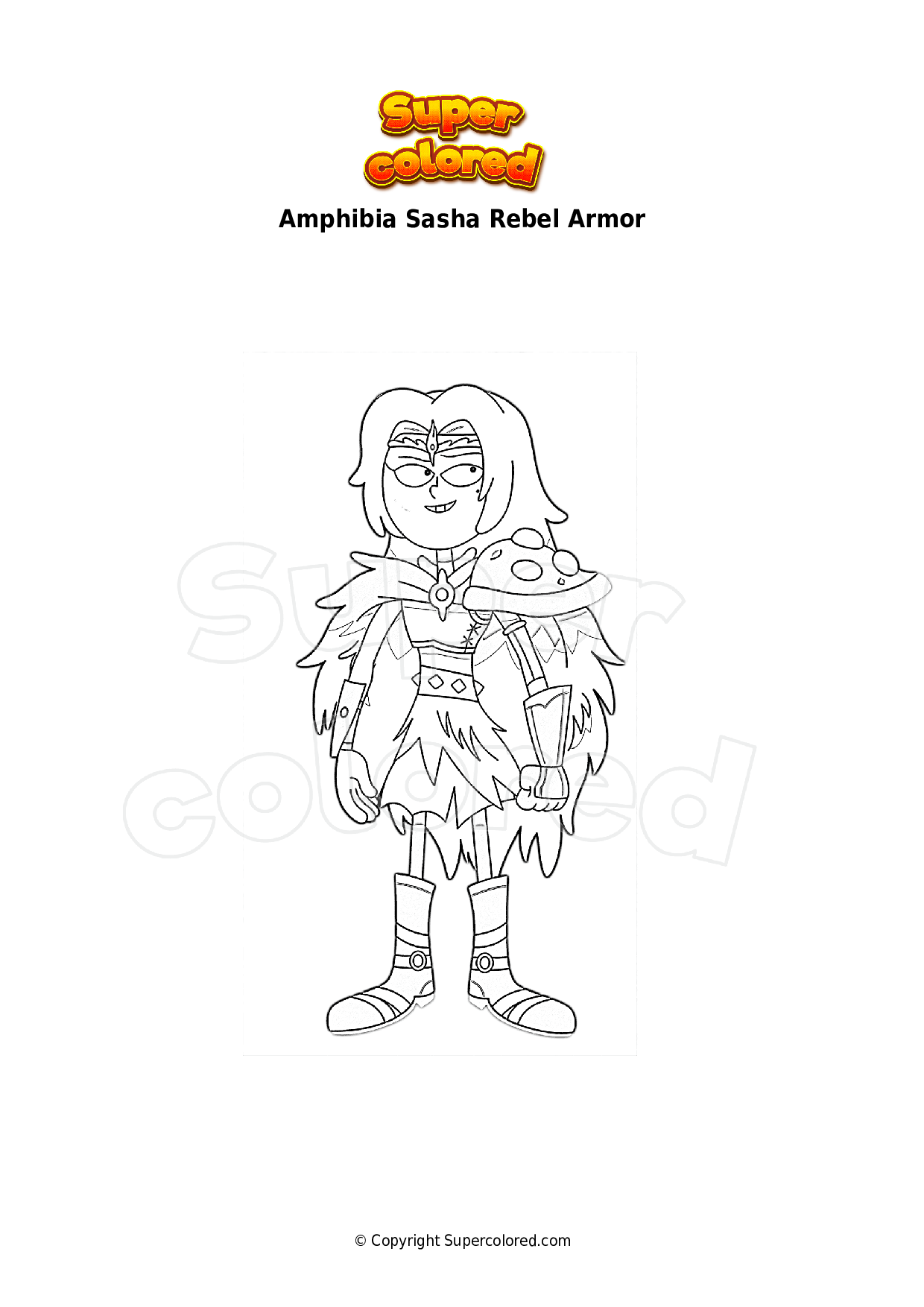 Coloriage Amphibia Sasha Rebel Armor Supercolored