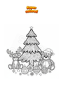 Coloriage Arbres de Noël avec des rennes et des ours en peluche Mandala Zentangle