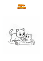 Coloriage Chat jouant avec hamster