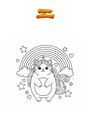 Coloriage Chat licorne avec arc en ciel