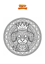 Coloriage Chien avec Couronne Mandala Zentangle