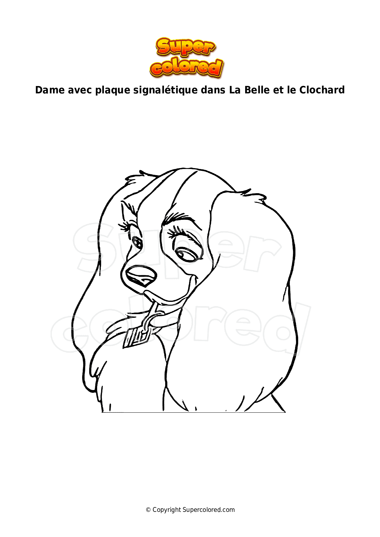 Coloriage Dame Avec Plaque Signal tique Dans La Belle Et Le Clochard
