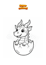 Coloriage Dragon avec des cornes dans l'œuf