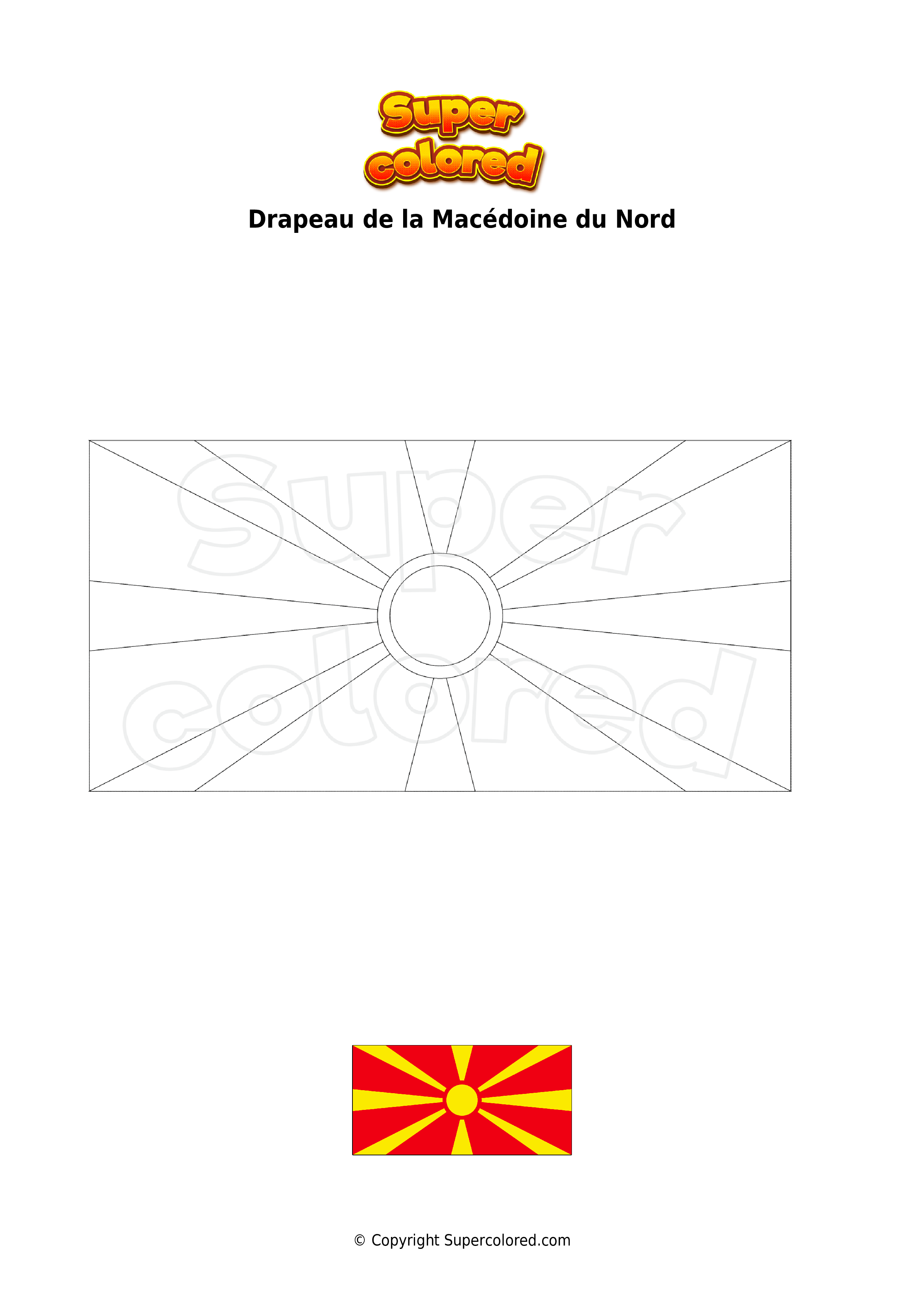 Coloriage Drapeau De La Macedoine Du Nord Supercolored Com