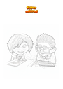 Coloriage Ellie et Carl enfants lisent dans UP