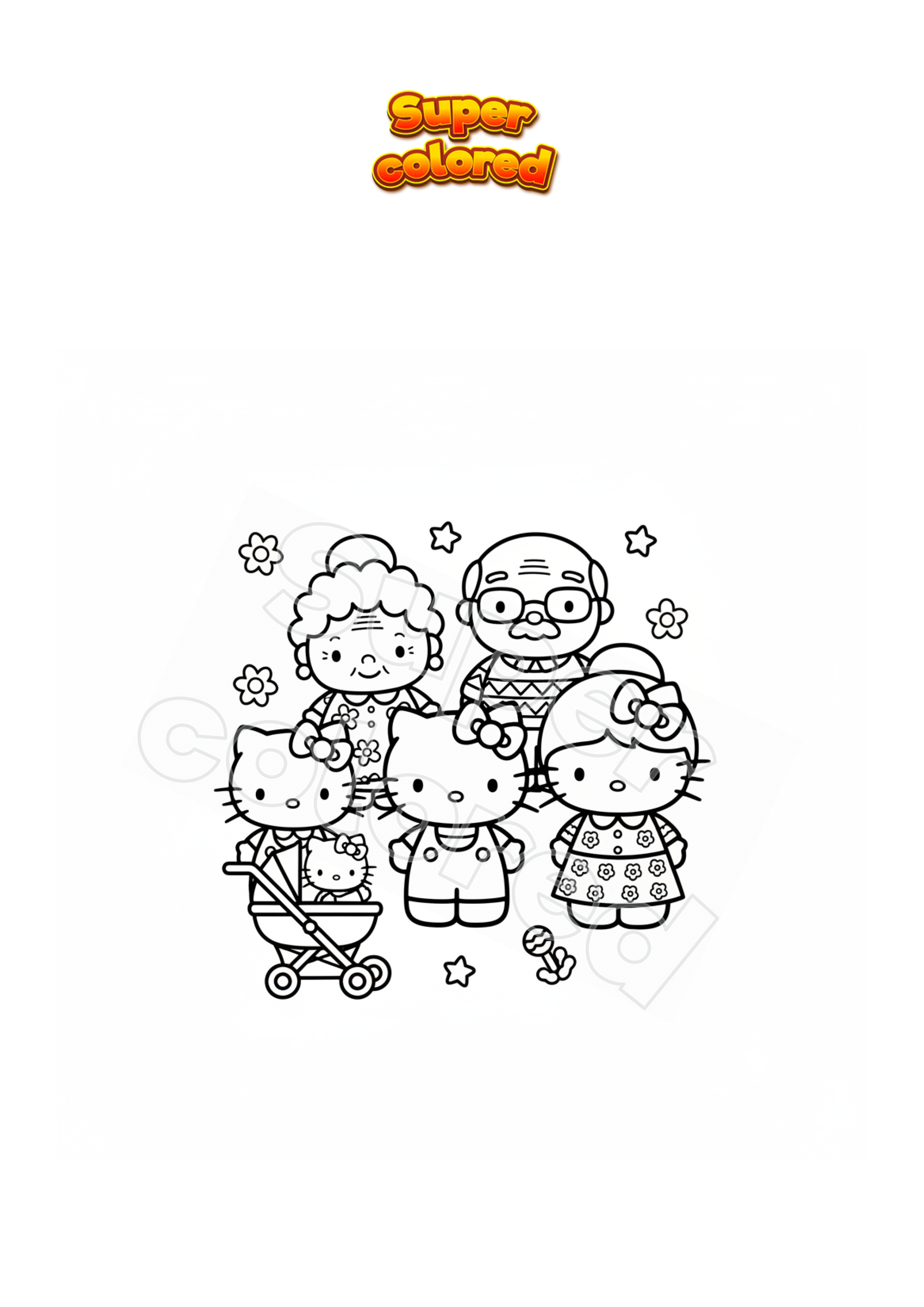 Coloriage Hello Kitty et ses amis, image size:2481x3507