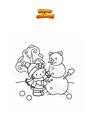 Coloriage Hello Kitty fait un bonhomme de neige