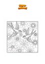 Coloriage Hirondelles avec fleurs Mandala Zentangle