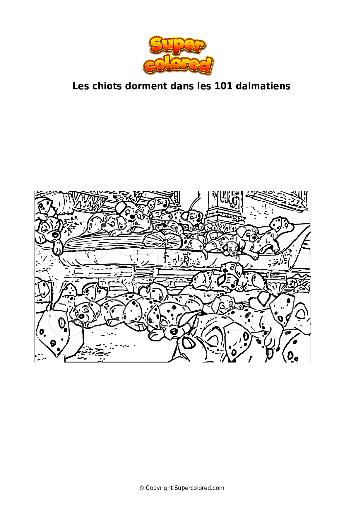 coloriage-les-chiots-dorment-dans-les-101-dalmatiens-supercolored