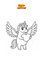 Coloriage Licorne avec ailes et coeur