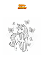 Coloriage Licorne avec des papillons