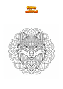 Coloriage Mandala de loup Zentangle