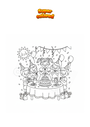 Coloriage Petite fille célébrant son anniversaire avec des amis