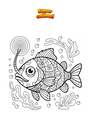 Coloriage Poisson abyssal avec lumière dans la tête Mandala Zentangle