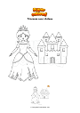 Coloriage Princesse avec château