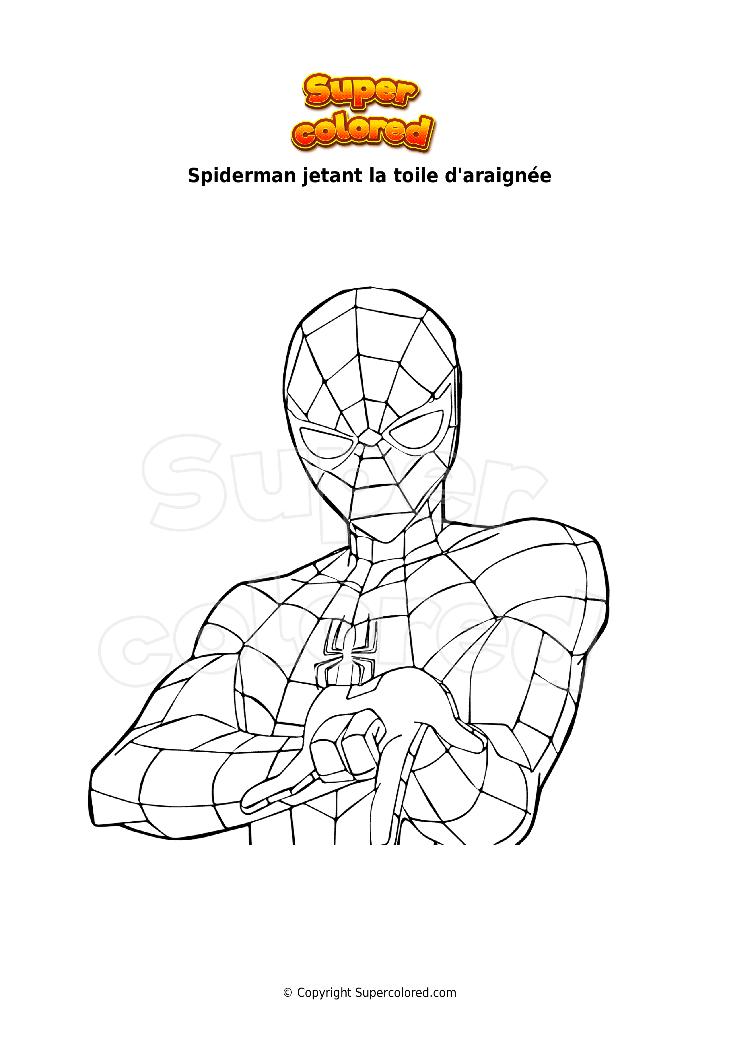 Coloriage Spiderman dans sa toile