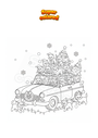 Coloriage Voiture ancienne avec de nombreux chatons de Noël
