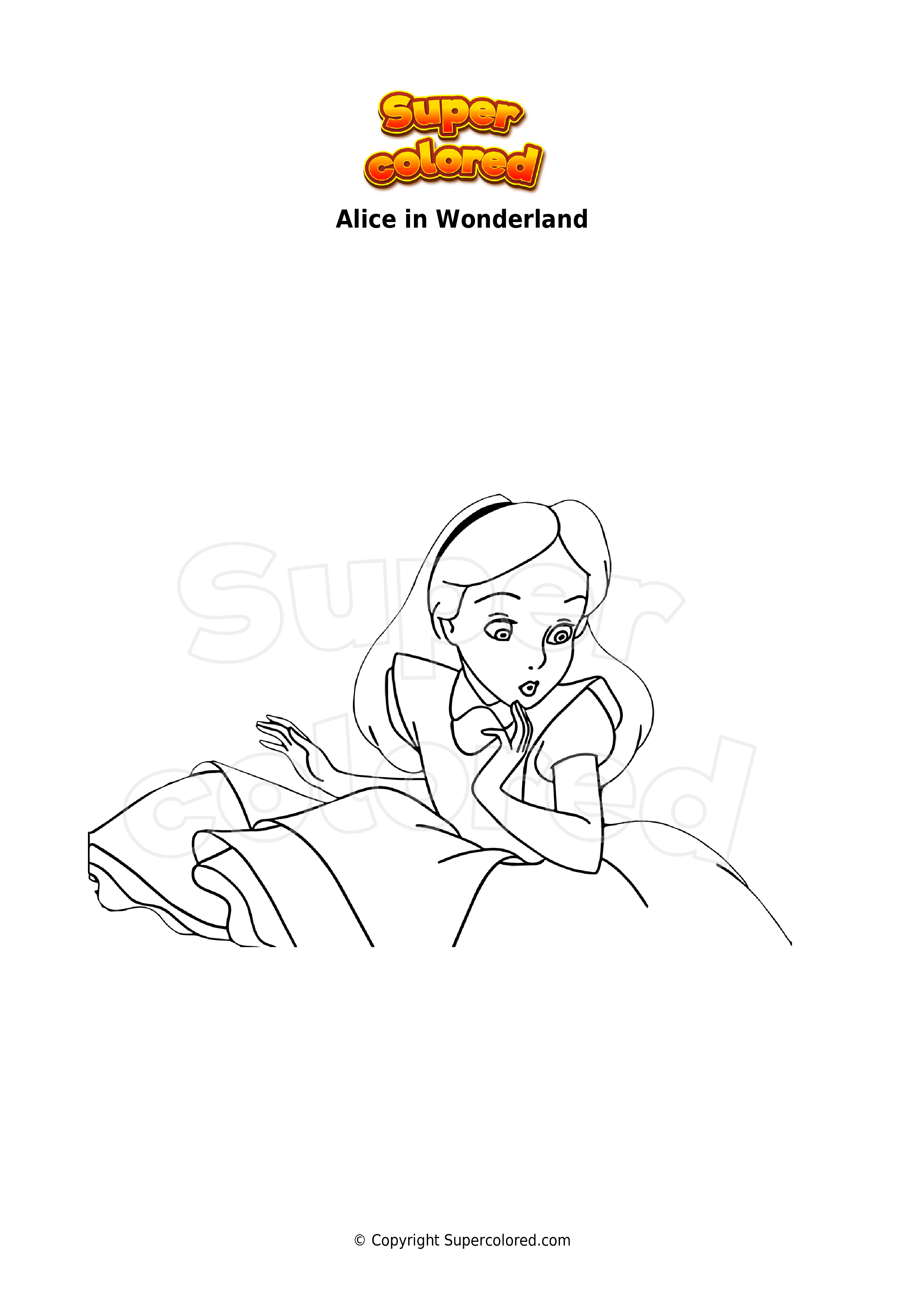 Coloring Page Alice In Wonderland Supercolored
